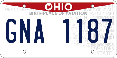 OH license plate GNA1187