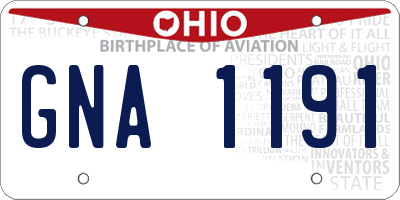 OH license plate GNA1191