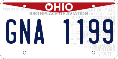 OH license plate GNA1199