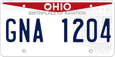 OH license plate GNA1204