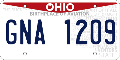 OH license plate GNA1209