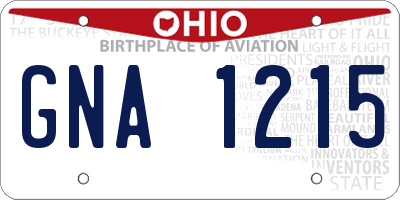 OH license plate GNA1215