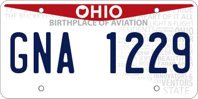 OH license plate GNA1229