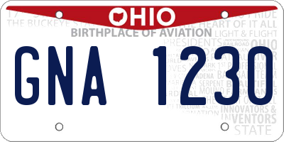 OH license plate GNA1230