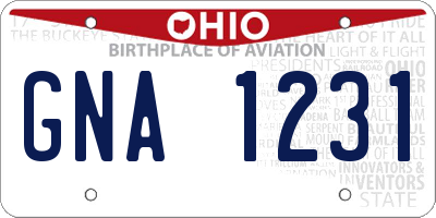 OH license plate GNA1231