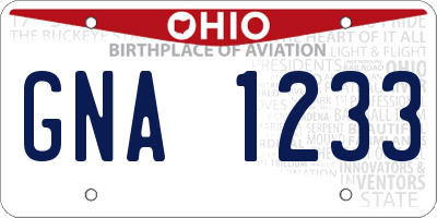OH license plate GNA1233