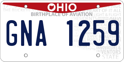 OH license plate GNA1259