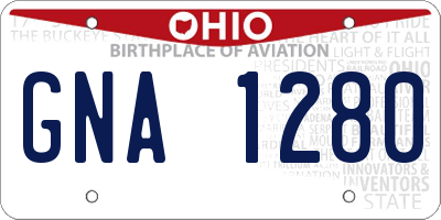OH license plate GNA1280