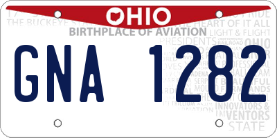 OH license plate GNA1282