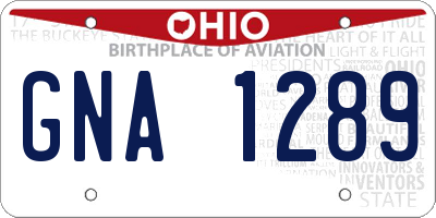 OH license plate GNA1289
