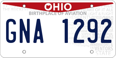 OH license plate GNA1292