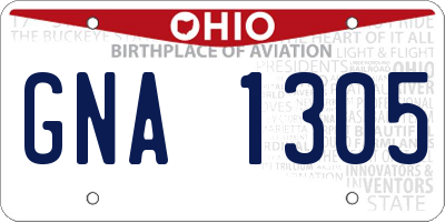 OH license plate GNA1305