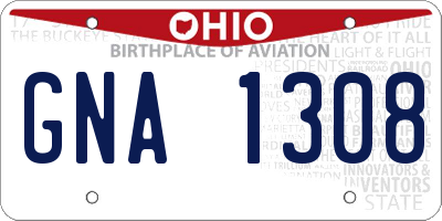 OH license plate GNA1308