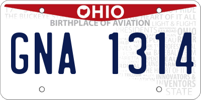 OH license plate GNA1314