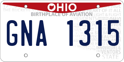 OH license plate GNA1315