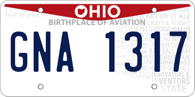 OH license plate GNA1317
