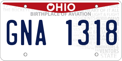 OH license plate GNA1318