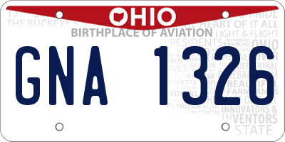 OH license plate GNA1326