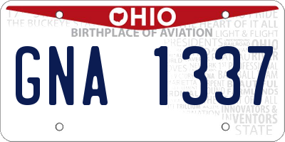 OH license plate GNA1337