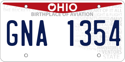 OH license plate GNA1354