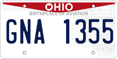 OH license plate GNA1355