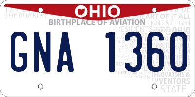 OH license plate GNA1360