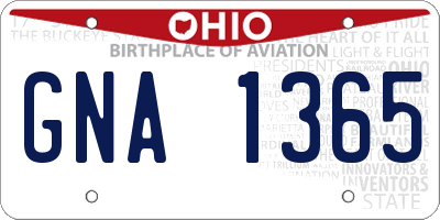 OH license plate GNA1365