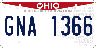 OH license plate GNA1366