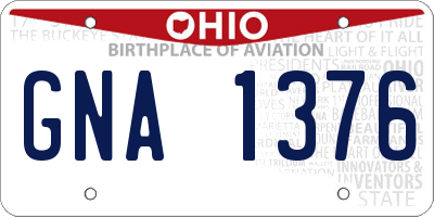 OH license plate GNA1376