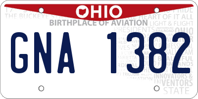OH license plate GNA1382
