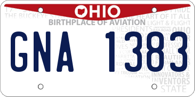 OH license plate GNA1383