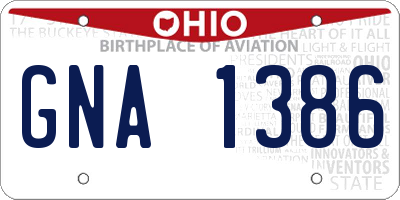 OH license plate GNA1386