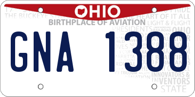 OH license plate GNA1388