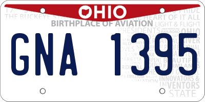 OH license plate GNA1395