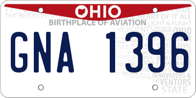 OH license plate GNA1396
