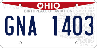 OH license plate GNA1403