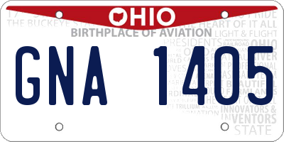 OH license plate GNA1405