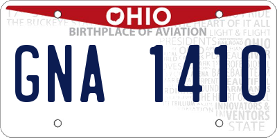 OH license plate GNA1410