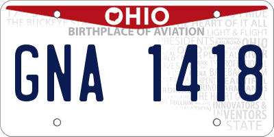 OH license plate GNA1418