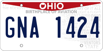 OH license plate GNA1424