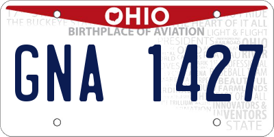 OH license plate GNA1427