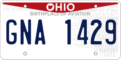 OH license plate GNA1429