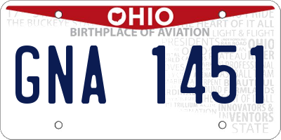 OH license plate GNA1451
