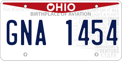 OH license plate GNA1454