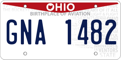 OH license plate GNA1482