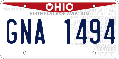 OH license plate GNA1494