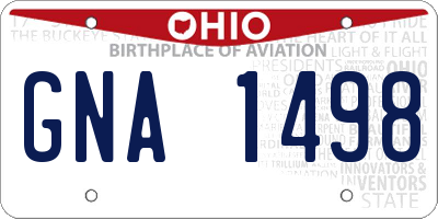 OH license plate GNA1498