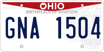 OH license plate GNA1504