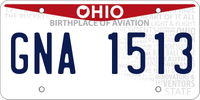 OH license plate GNA1513