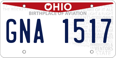 OH license plate GNA1517
